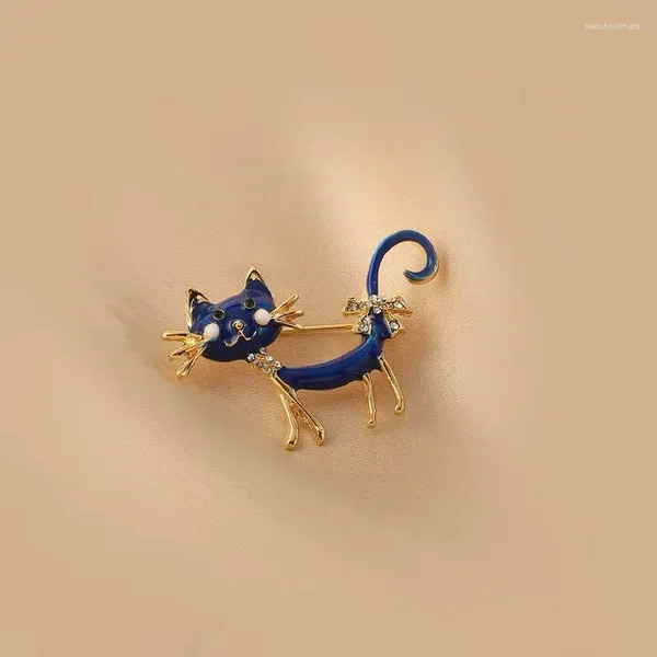 Spille Stampa floreale Spilla gattino blu Moda creativa Simpatico animaletto Distintivo Abbigliamento uomo/donna Colletto della giacca Accessori per il petto