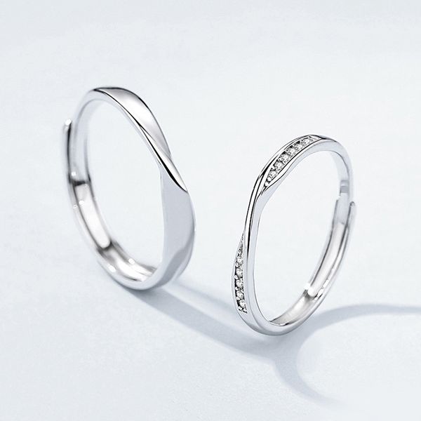 Mobius Streifenring S925 Sterling Silber Micro Set Zirkon Ewige Liebe Paarring Europäische Damenmode Offener Ring Frauen Hochzeitsfeier Schmuck Valentinstag Geschenk SPC