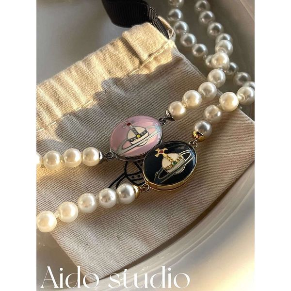 Женское ожерелье с жемчужным ожерельем Viviennely Westwoodly с уникальной дизайнерской цепочкой Lisa Saturn