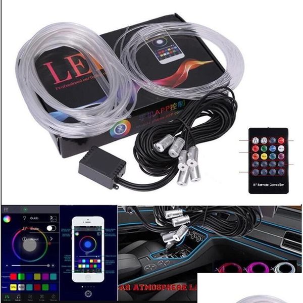 Luci decorative 6 In1 Luce d'atmosfera 8M Rgb Lampade in fibra ottica per auto Telecomando Ambiente interno per cellulari con consegna a goccia Moto Dhzmn