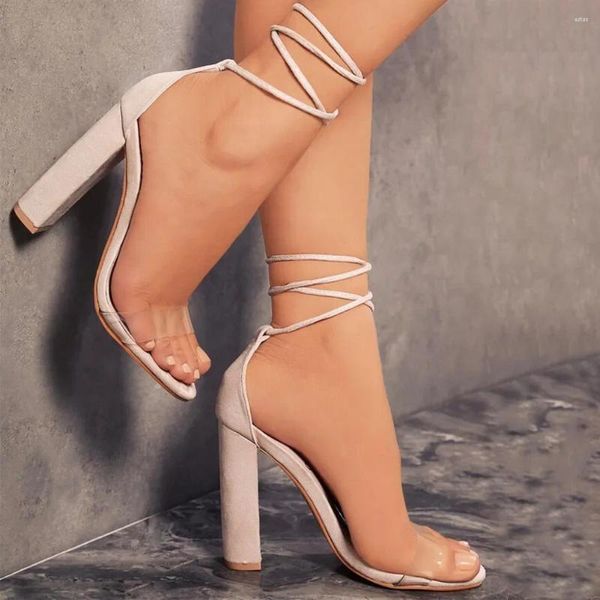 Сандалии, летние женские пикантные сандалии на массивном высоком каблуке с ремешком на щиколотке, клубные туфли для вечеринок, сандалии с перекрестной завязкой