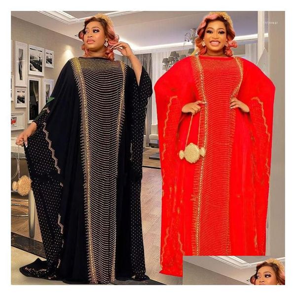 Abbigliamento etnico Abiti africani per le donne Chiffon Diamanti Abito caftano 2023 Tradizionale Lady Abaya Boubou Robe Abiti Drop Consegna Dh9Vw