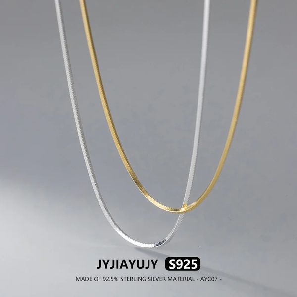 JYJIAYUJY Collana in argento sterling 100% S925 1.3/1.5MM Catena a serpente quadrata rodiata/placcata oro 40/45/50CM Regalo quotidiano lungo AYC07 231229