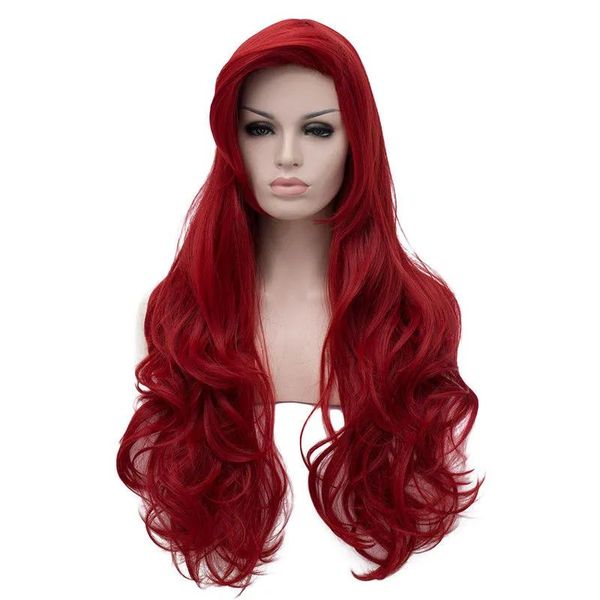 Parrucche Jessica Rabbit ondulata lunga vino rosso resistente al calore parrucca cosplay