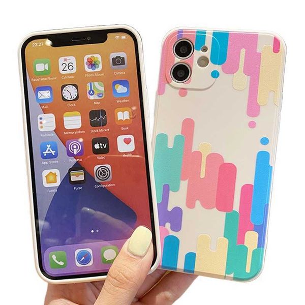 Capas de telefone celular Capas para iPhone 15 14 Pro Max 13 Mini 12 XS XR X 8 7 Plus SE Lens Câmera Proteção Colorida Borracha de Silicone TPU Capa à Prova de Choque W1GX