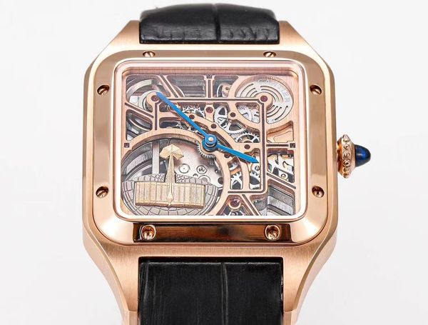 Orologio da uomo di alta qualità scavato Sandos, contatore completamente sincronizzato, semicerchio, globo, perla, scorrimento, un orologio, garanzia di un metro, retro con design in zaffiro