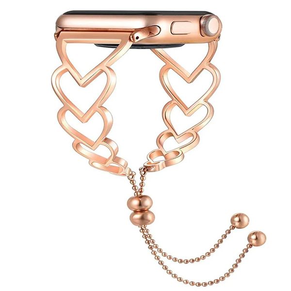 Braccialetti Cuore Cinturino in acciaio inossidabile per Apple Watch Band SE 6 5 4 iWatch serie 6 3 Fasce 44 / 38mm Bracciale per cintura gioielli da donna Fhx13bd