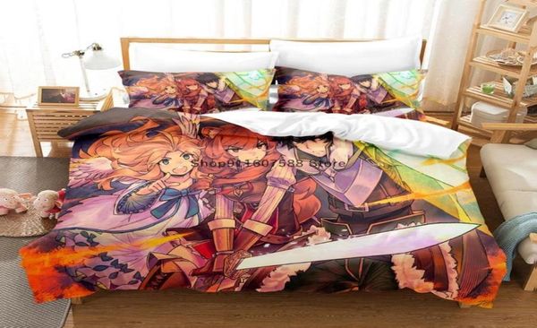 Conjuntos de cama Anime The Rising of Shield Hero Set Luxury Duvet Cover Kids Bedclothes 2pcs 140x200 Decoração Home Textiles7568386