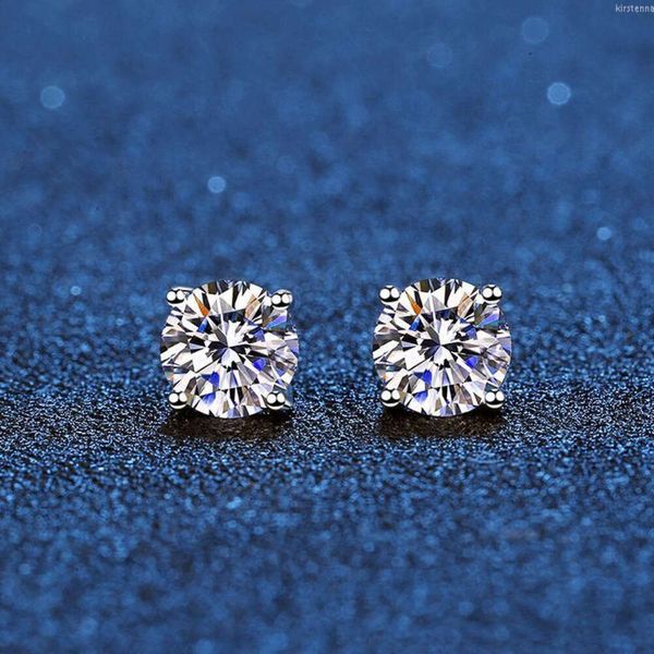 Orecchini a perno con vera moissanite in argento sterling placcato oro bianco 14 carati con 4 punte di diamanti per donna uomo orecchio 1 ct 2 ct 4 ctStudStudStud Kirs22012