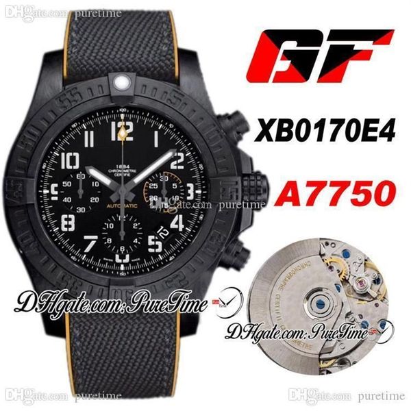 GF XB0170E4 ETA A7750 Автоматический хронограф Volcano Специальный полимер Мужские часы PVD Черный циферблат Нейлоновая кожа PTBL Super Edition Pur225N