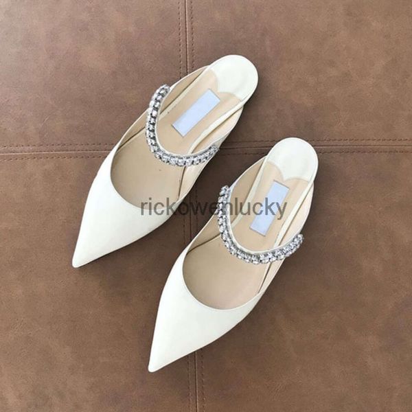 Jimmyness Choo Damen Marken hohe Schuhe Ballettqualität Luxuriöse flache Pumps Bing Slipper High Heel Kristall Strass Riemen Stiletto Heels Sexy Spitze Zehen Party Wedd