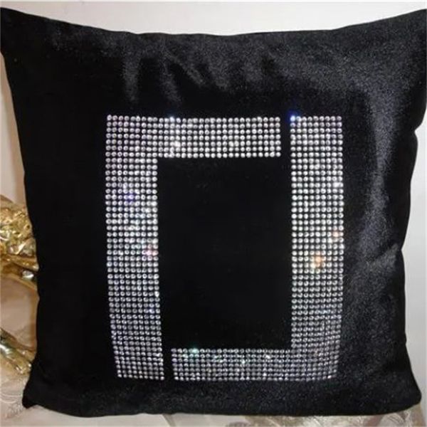 Cuscino di lusso con diamanti Designer Fashion Cuscino in cashmere Seta di cotone Lettera F Cuscini stampati Copri cuscino per schienale del divano Kissen