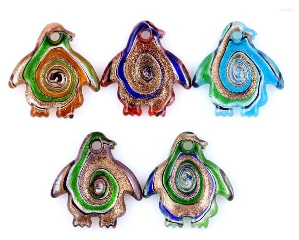 Colares Pingente Qianbei Atacado 500 pcs Handmade Murano Lampwork Vidro Mix Cor Adorável Pinguim Fit Colar Expresso