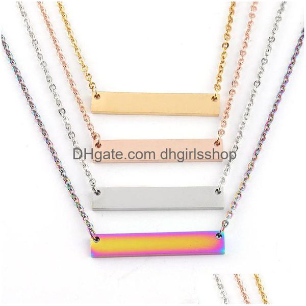 Colares de pingente personalizado barra em branco colar de aço inoxidável longo diy presente criativo 35x6mm gota entrega jóias pingentes dhs5e