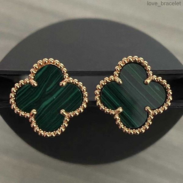 Tasarımcı Yonca Studs Küpe Vintage Dört Yaprak Clover Charm Saplama Küpe Geri Pear-Pear Paslanmaz Çelik Altın Çıtçıtlar Kadınlar İçin Agate Düğün Takı Hediyesi İyi