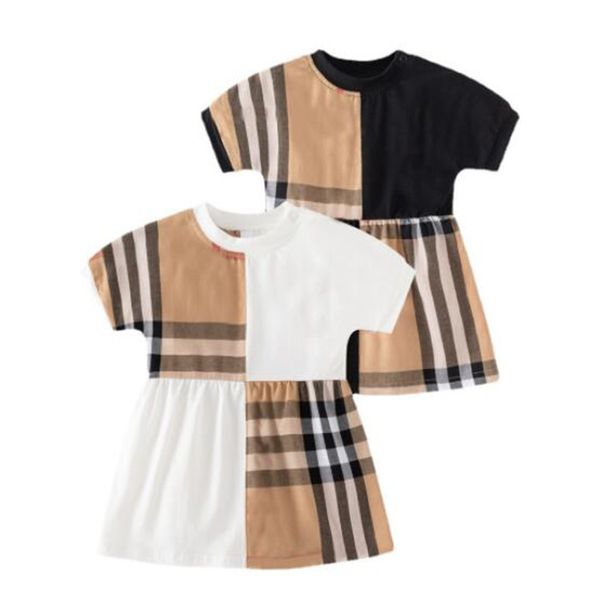 Sommer Designer Baby Mädchen Kleider Plaid Muster 100% Baumwolle Kurzarm Kleinkind Kleinkind Prinzessin Kleid Kinder Kleidung