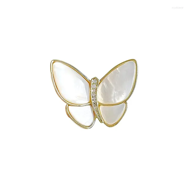 Broches quebrados casulo borboleta natural fritillary broche feminino concha high-end elegante businese terno acessórios pino maré