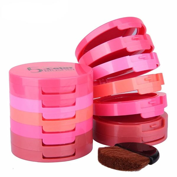 Música flor multicamadas 5 cores blush creme paleta com pincel rosto iluminar maquiagem rubor maquillaje en crema rouge cosméticos 231229