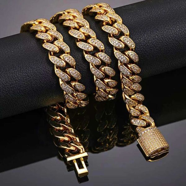 Master Rocks Hiphop Sterling Silber 12 mm Iced Out VVS Moissanit Cuban Link Chain Halskette