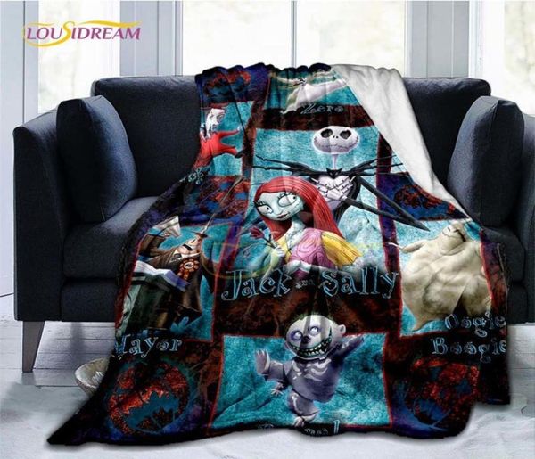 Pesadelo antes do natal anime cobertor capa sofá jack e sally cobertores para crianças lençol macio decoração de cama presente do miúdo 221836700