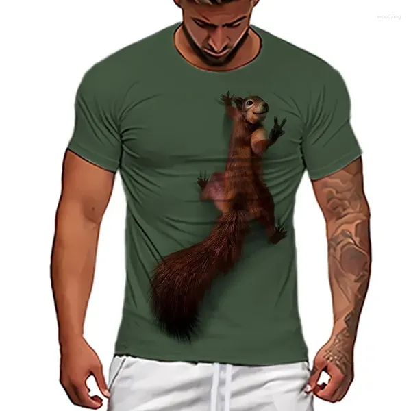 Herren T Shirts 2023 3D Gedruckt Eichhörnchen Muster T-shirt Sommer Spaß Kurzarm Mode Rundhals Casual Trend Top Kleidung