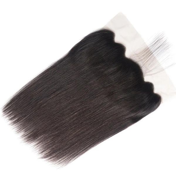 Fechamentos Indiano Cabelo Virgem Cru 13X6 Renda Frontal Em Linha Reta Cabelo Humano Parte Livre Frontais Sedoso Cor Natural Atacado