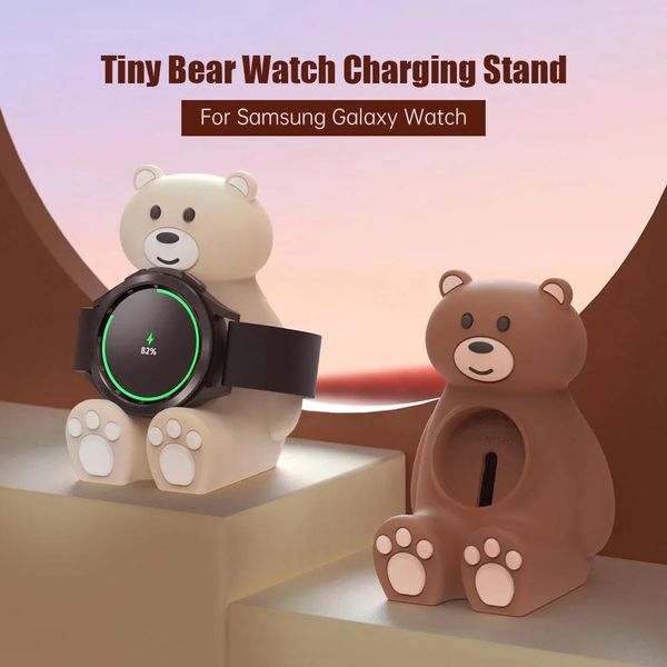 Zubehör Silikon Apple Watch Ladegerät Ständer Halter Station Dock für Samsung Galaxy Watch 4 iWatch 7/6/SE/5/4/3/2/1 Bär Ladeständer