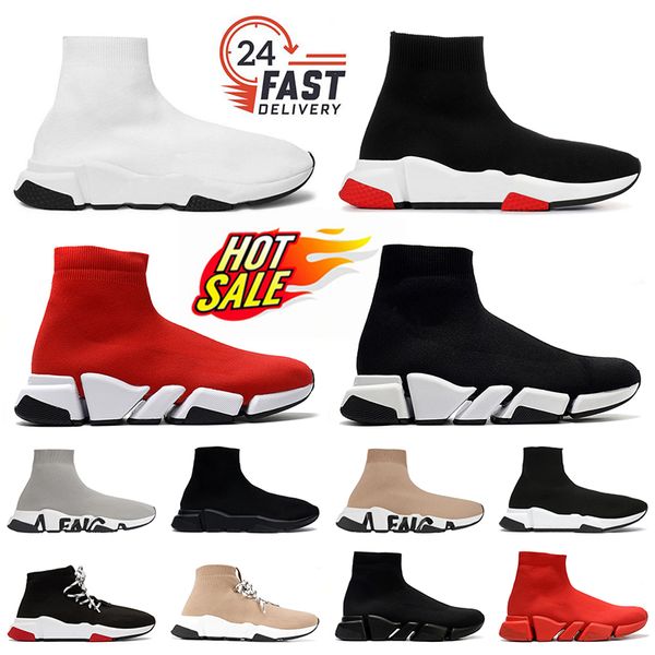 скоростные кроссовки 1.0 2.0 belenciaga носки обувь дизайнерские мужские женские вязаные носки для бега ботинки теннисные туфли граффити красные белые черные лоферы на платформе Chaussette 36-45