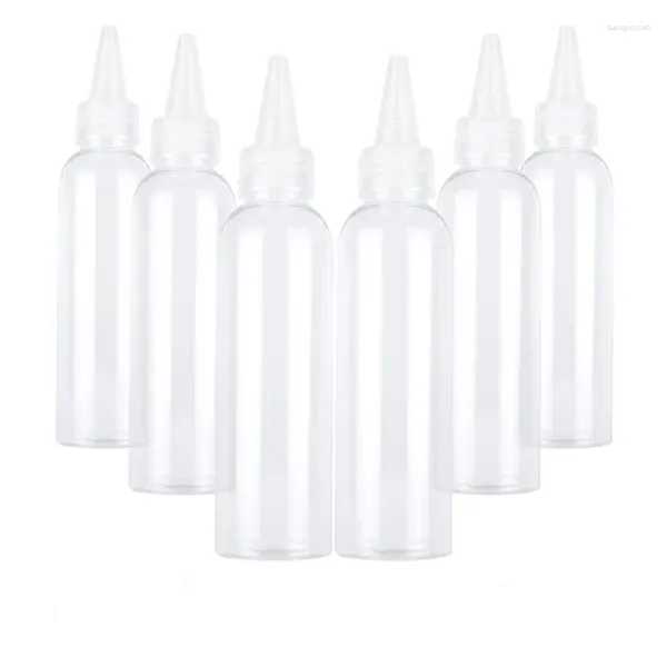 Garrafas de armazenamento 100pcs 10/20/30/50/100ml cola plástica para animais de estimação com pontas longas tampas espremer recipiente para artes de cozimento de resina de óleo de pintura