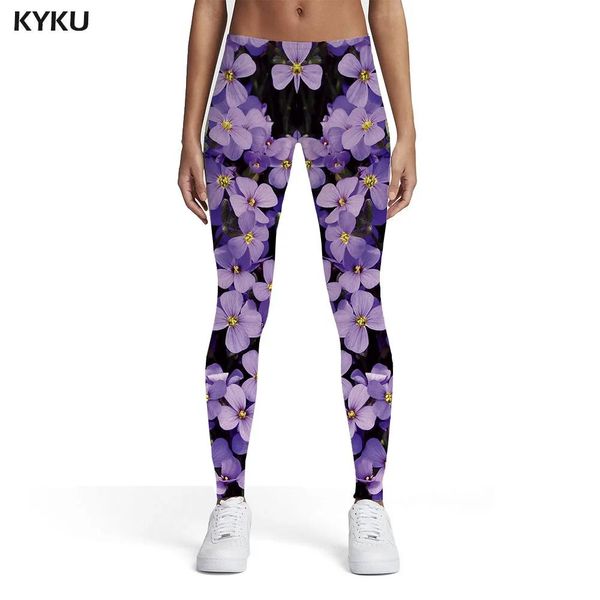 Kleid Kyku Blumen Leggings Frauen lila elastische Party Spandex Street Leggins Damen Leggings Hosen Jeggings Slim Summer Ladies