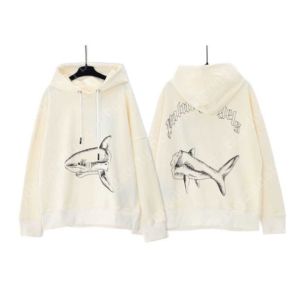 Qlfj 2024 Fashion Hoodie Designer Marke Palmangelsweater Sweatshirt für Männer und Frauen Broken Tail Shark Print Pa Trendy High Street Casual Loose Hooded und