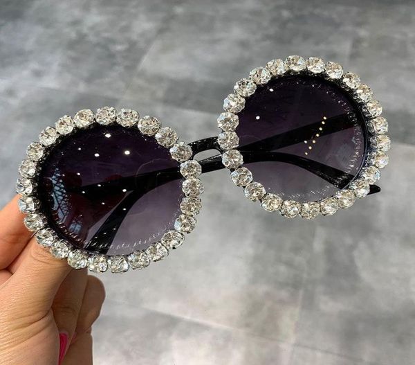 S logotipo personalizado marca privada óculos de sol moda redonda luxo tons bling diamante óculos de sol cristal feminino óculos de sol na moda7267805