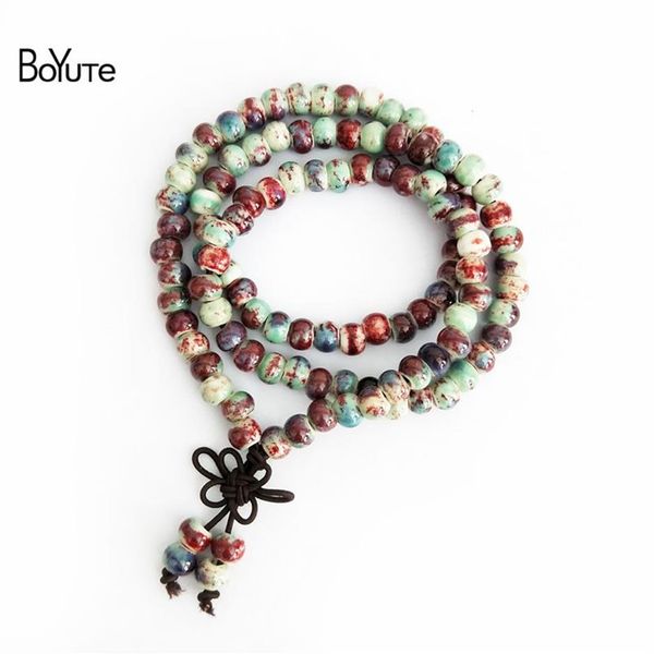 BoYuTe Neues Produkt Frauen Handgemachte Jingdezhen Armreifen Böhmen Stil Mode Keramik Perlen Armband Warp Gebet Mala Armband235g