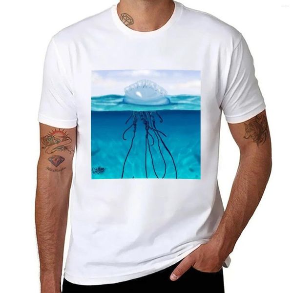 Regatas masculinas Bluebottle Jellyfish Camiseta Curta Estética Roupas Pretas Camiseta Meninos Animal Print Mens Camisas de Manga Longa