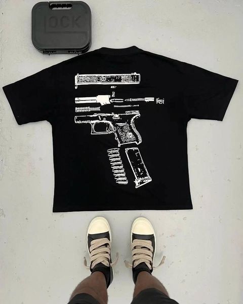 Herren -T -Shirts Übergroße T -Shirt Gothic Short Sleeve Shirt Herren Harajuku Hip Hop In We Vertrauen Sie grafische Druck runde Nacken -Baumwolltops