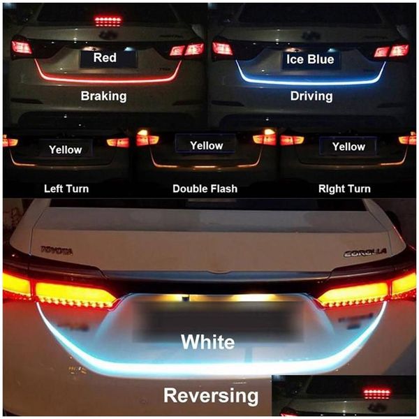 Dekorative Lichter Auto-hinterer Kofferraum-Signallampe RGB-LED-Streifen Lichtfahrsignale Rückwärtsbremsbeleuchtung LKW-Flussstreifen Drop Deliv Dhlyu