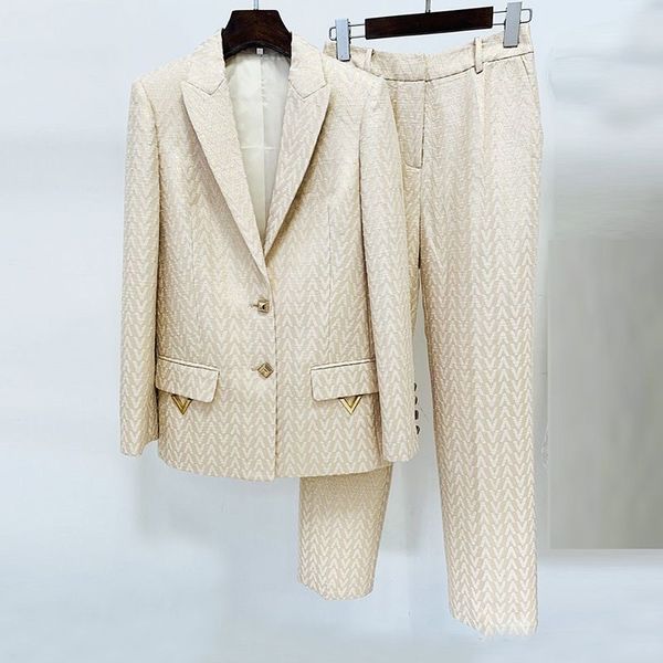 Designer Women Blazer Jacket Casat Roupeling Wool Blend Spring Autumn Fashion V Letters Lançado