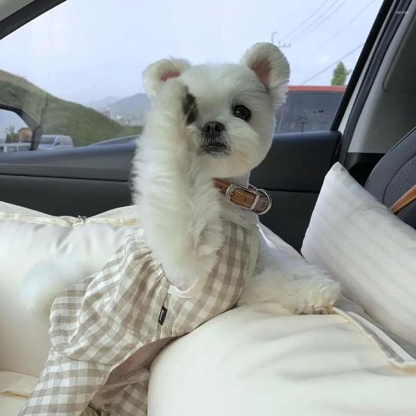 Cão vestuário pet macacões roupas ins estilo quatro pernas bodysuit casa bonito xadrez calças roupas gato teddy filhote de cachorro