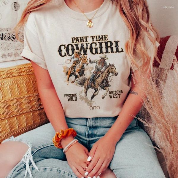 Magliette da donna Cowboy Rodeo T-shirt occidentali stampate Manica corta Cowgirl Maglietta carina divertente retrò country Maglietta vintage Boho grafica