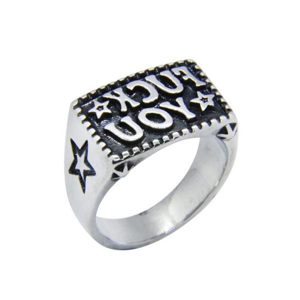 Anéis de banda 5pcslot fk você estrela anel 316l aço inoxidável moda jóias motociclista hip style2991162 entrega de gota dhu7v