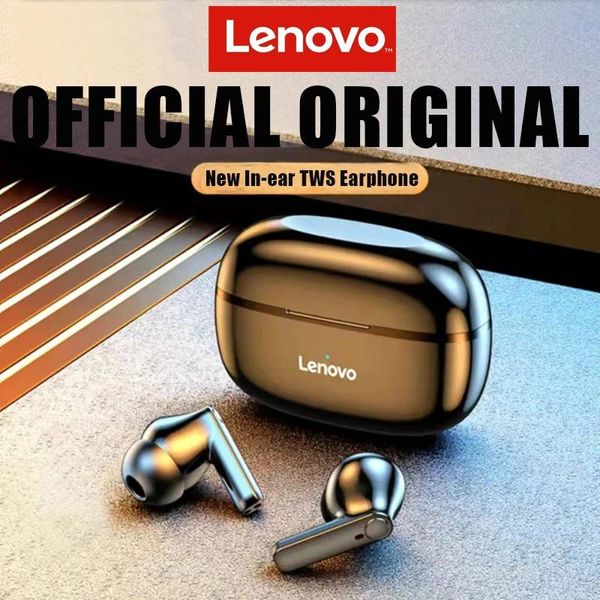 Fones de ouvido originais lenovo ht05, sem fio, bluetooth, tws, branco, ipx5, à prova d'água, he05, xe05, redução de ruído