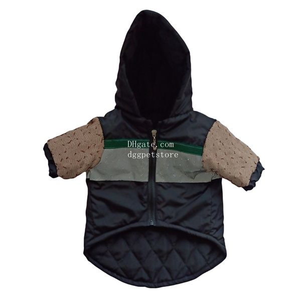 Abbigliamento per cani di marca Abbigliamento per cani di marca con modello classico a lettere Cappotto caldo per cani, Giacche invernali antivento per cani con cappuccio, Felpa con cappuccio per cani di piccola taglia per l'inverno freddo Cachi 3XL A892