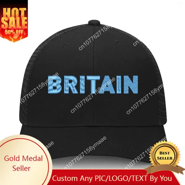 Ballkappen Britische Flagge Stickerei Hut Herren Damen Sport Baseball Atmungsaktives Mesh Sommer Sonnenblende Kopfbedeckung Maßgeschneidertes Logo