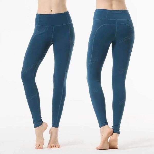 Leggings LUU Leggings da donna Tuta di design Abito da yoga spazzolato su due lati Pantaloni da yoga color carne Pantaloni da corsa attillati a vita alta da donna Quic