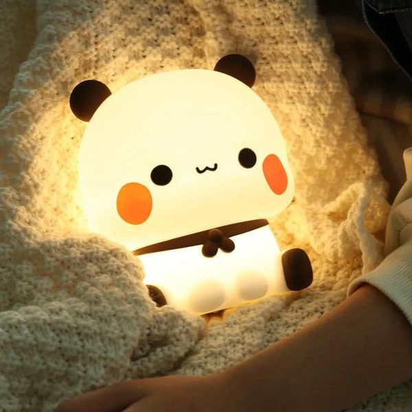 Oyunlar Yenilik Oyunları 15cm Bubu ve Dudu Gece Işık Lambası Kawaii Yier Led Gece Işığı Panda Ayı Başucu Yatak Odası Oturma Odası Dekorasyon Oyuncak