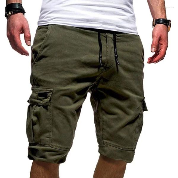 Pantaloncini da uomo 2024 Estate Uomo Verde Cargo Bermuda Maschio Tasche con patta Jogger Casual Lavoro Esercito Tattico