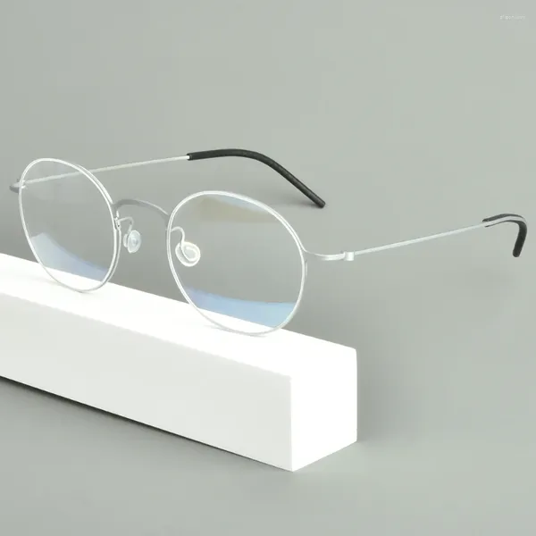 Sonnenbrillenrahmen Dänemark Reines Titan Runde Brillengestell Männer Frauen Mode Schraubenlose Brillen Ultraleicht 4g Optische Brillen Gafas