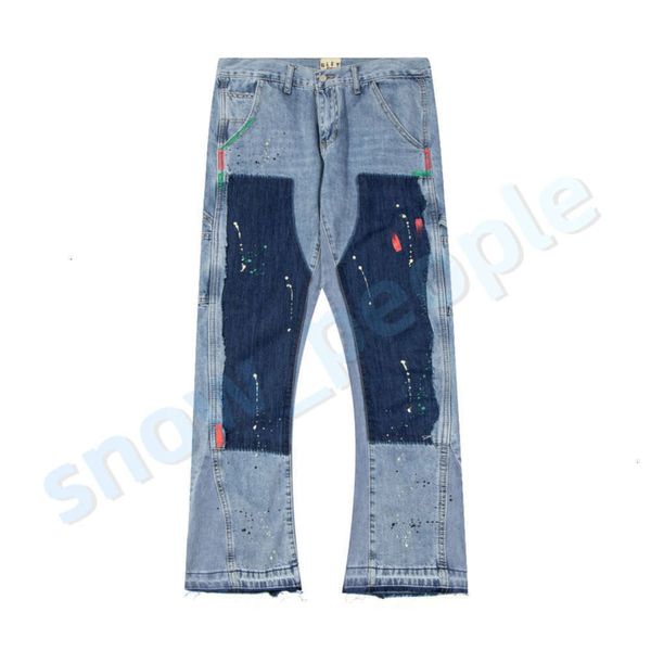 Designers masculinos Hip Hop Splicado jeans alargados Rascado Rapped Slim Fit Denim Troushers Mans Streetwear calças lavadas Monpante atacadista