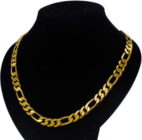 Correntes cadeia 18k ouro puro fino figaro cadeia colar pulseira conjunto adesivo entrega jóias colar pingente dhqbl