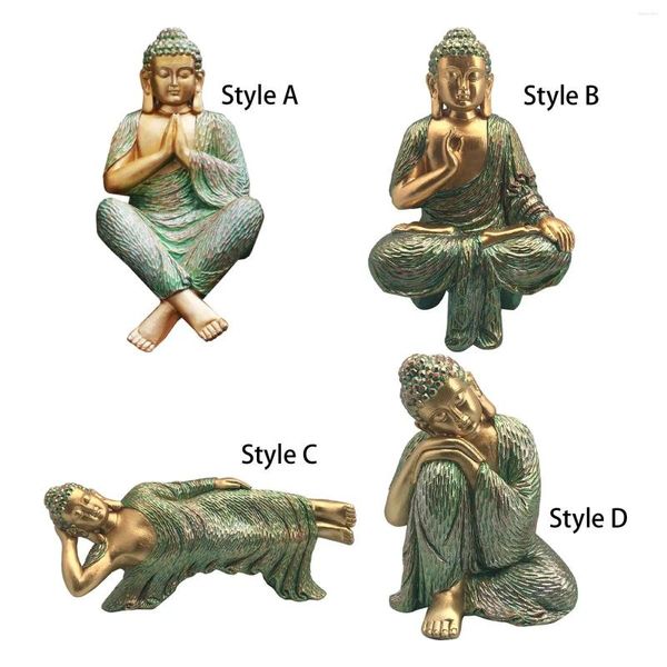 Statuette decorative Statue di Buddha Scultura antica di figurine da collezione Fengshui per tavolo da interni per esterni Decorazione artistica